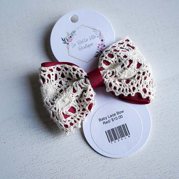 Baby Lace Bow Red