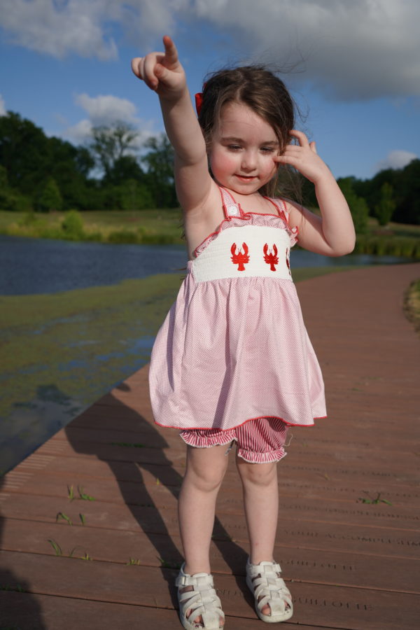 Red Smocked Crawfish Shorts Set - Image 4