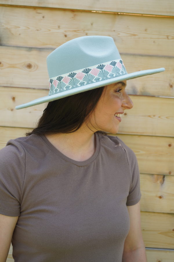Fan Pattern Ribbon Fedora Hat - Image 4